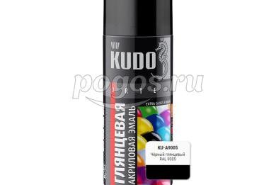 Эмаль универсальная акриловая высокоглянцевая чёрная Ral 9005 520 мл  KUDO аэрозоль 520 мл 11606224