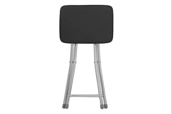 Табурет хром/экокожа черный LEO BK  AERO