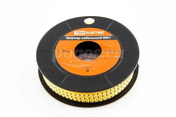 Маркер МК0 -1.5мм кабельный сим."4" 1000шт/ролл TDM
