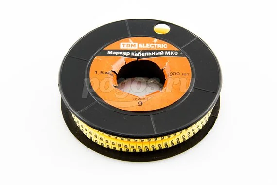 Маркер МК0 -1.5мм кабельный сим. "9" 1000шт/ролл TDM