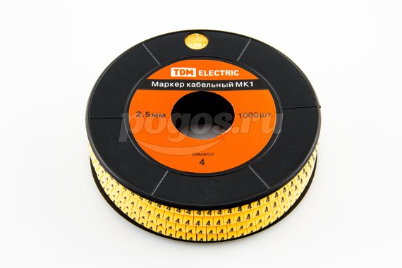 Маркер МК1 -2.5мм кабельный сим."4" 1000шт/ролл TDM