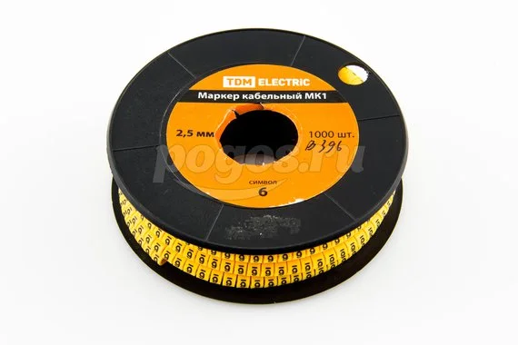 Маркер МК1 -2.5мм кабельный сим."6" 1000шт/ролл TDM