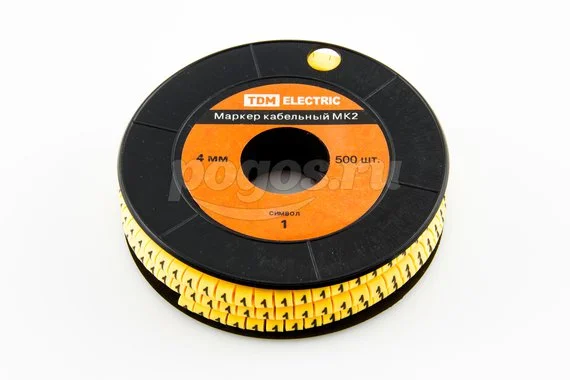 Маркер кабельный МК2 - 4мм сим."1" 500шт/ролл TDM