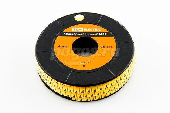 Маркер кабельный МК2 - 4мм сим."4" 500шт/ролл TDM