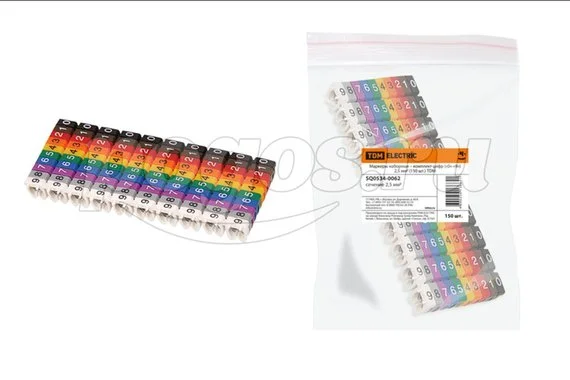 Маркер кабельный наборный - комплект цифр 0х9 150шт 1,5 мм2 TDM