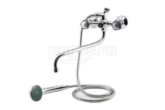 Смеситель двухвентильный для ванны с изливом 32см, поворотный дивертор (картр.) Н09  FRAP