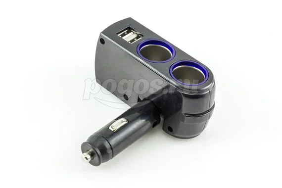 Разветвитель прикуривателя 12/24 (2 выхода+USB)  AVS