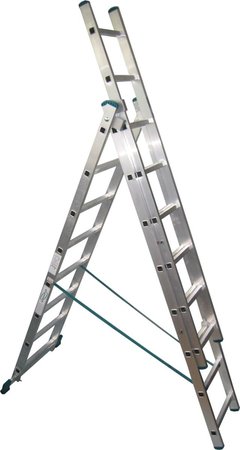 Лестница алюминиевая 3-х секционная  6 ступеней (1,60/2,70/3,90м)  CORDA KRAUSE
