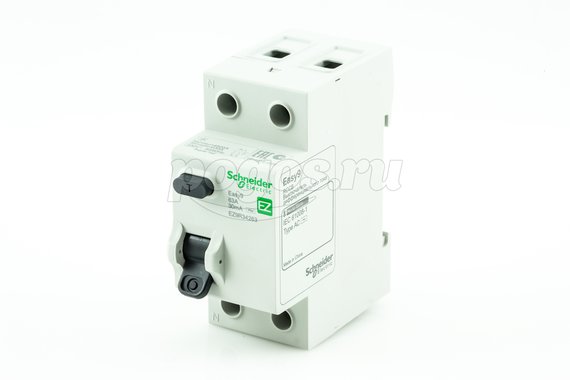 Выключатель дифференциального тока (УЗО) 2п 63А 30мА,тип AC, Easy9 SCHNEIDER ELECTRIC