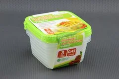 Набор контейнеров д/продуктов СВЧ 0,45л квадратные,3шт УНИКО