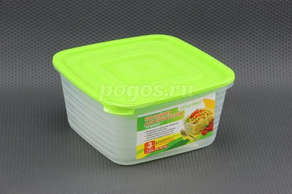 Набор контейнеров для продуктов СВЧ (0,45л,0,9л,1,4л) квадратные УНИКО