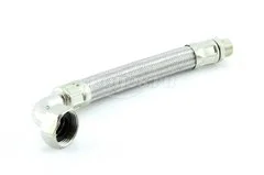 Шланг в металлооплетке нерж M 1/2" с угол. F 1", L=265мм Inox  ДЖИЛЕКС