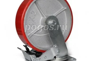 Колесо 200мм полиурет. поворотн. с тормозом б/г нагрузка 460кг