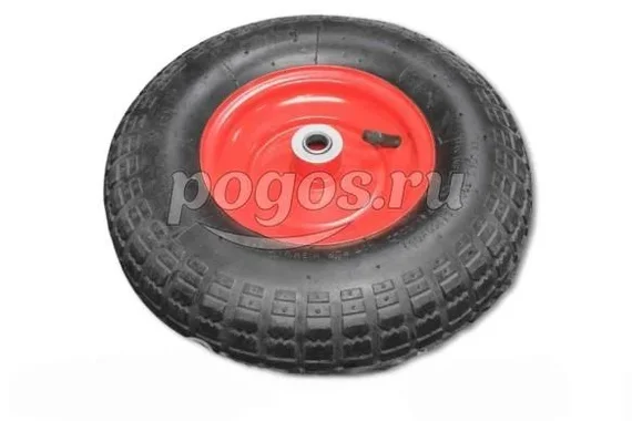 Колесо 330мм пневмо (4.00-6) ось ф16мм мет. обод, симм. ширина.80мм г/п 250кг