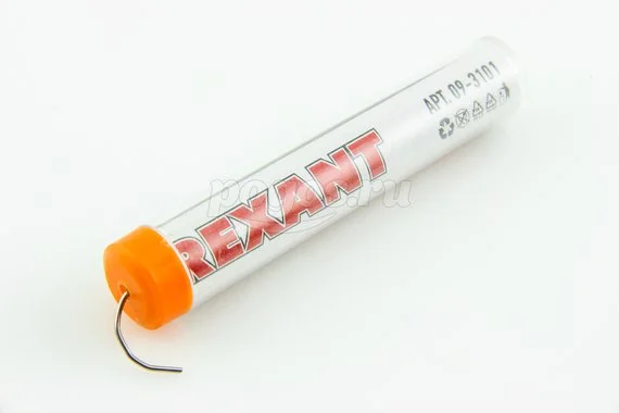 Припой с канифолью ПОС-60 Sn60 Pb40 Flux 2.2% 10гр. d=1.0mm REXANT