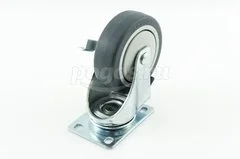 Колесо аппаратное поворотное 100мм 100кг, с тормозом резина