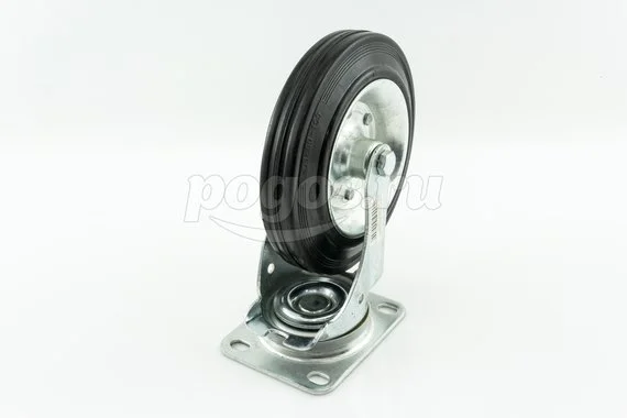 Колесо промышленное поворотное 200мм 200кг, усиленное резина