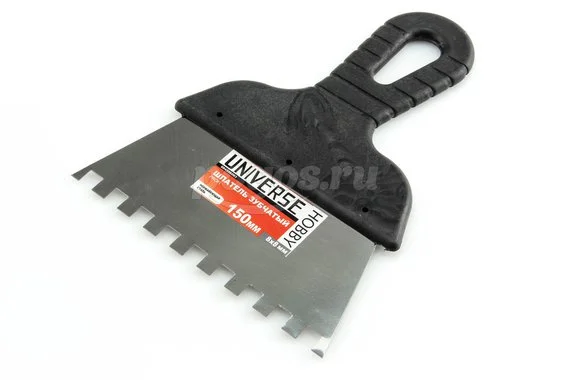 Шпатель 150мм, зуб 8х8мм, нерж. сталь, пластик.ручка UNIVERSE