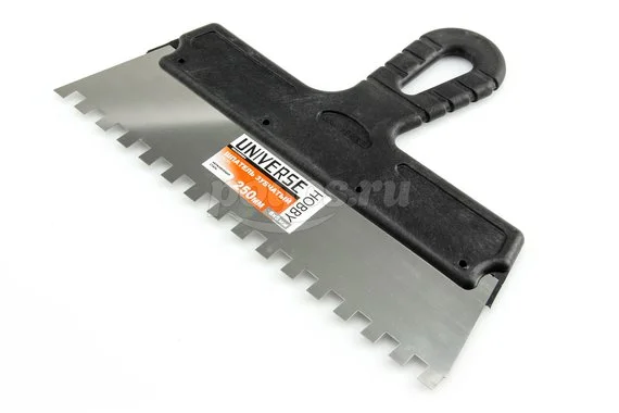 Шпатель 250мм, зуб 8х8мм, нержавеющая сталь, пластик. ручка UNIVERSE
