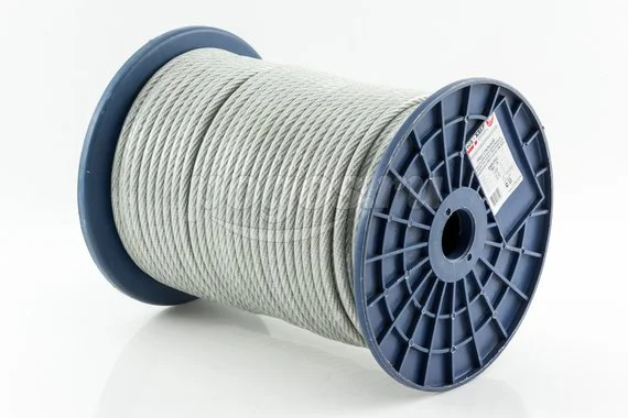 Трос 6/8мм оцинкованный в ПВХ оплетке 432кгс DIN 3055 (бухта 100м)