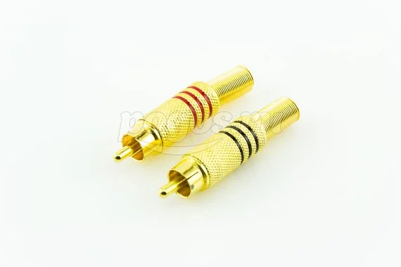 Разъем штекер RCA Тюльпан, метал,пайка,черн/красн Gold PROCONNECT