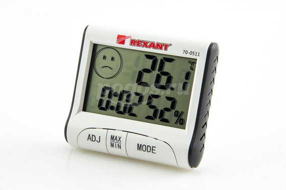 Термогигрометр комнатный с часами и функцией будильника  REXANT