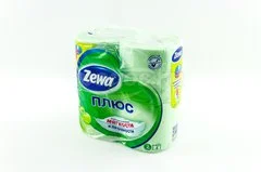 Бумага туалетная 2-х слойная,4 рулона, зеленое яблоко Zewa Plus