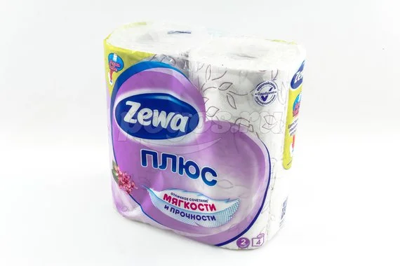 Бумага туалетная 2-х слойная,4 рулона,сиреневый Zewa Plus