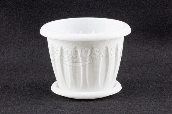 Горшок для растений  0,9л  140мм, с поддоном, мрамор ФЕЛИЦИЯ