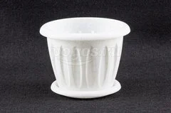 Горшок для растений  0,9л  140мм, с поддоном, мрамор ФЕЛИЦИЯ