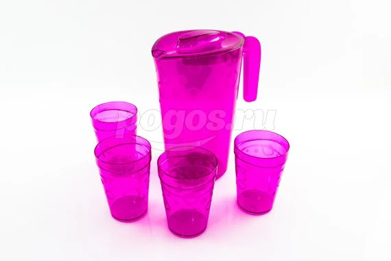 Набор кувшин (1,8л+ 4 стакана 0,3л) розовый ЛЮМИЦИ