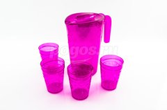 Набор кувшин (1,8л+ 4 стакана 0,3л) розовый ЛЮМИЦИ