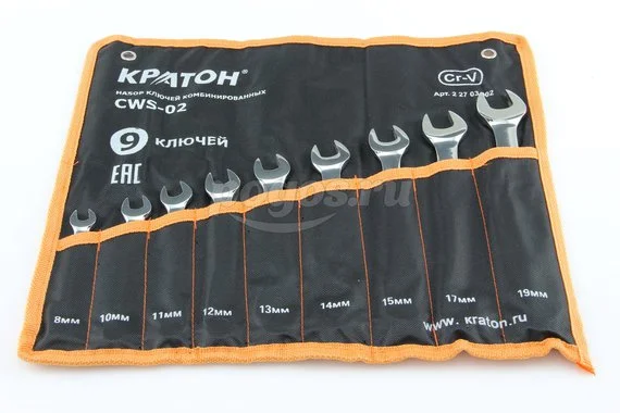 Набор ключей комбинированных КРАТОН CWS-02 8-19мм