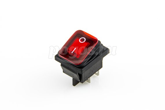 Выключатель клавишный 250V 15А (4с) ON-OFF красный с подсветкой ВЛАГОЗАЩИТА (RWB-507) REXANT