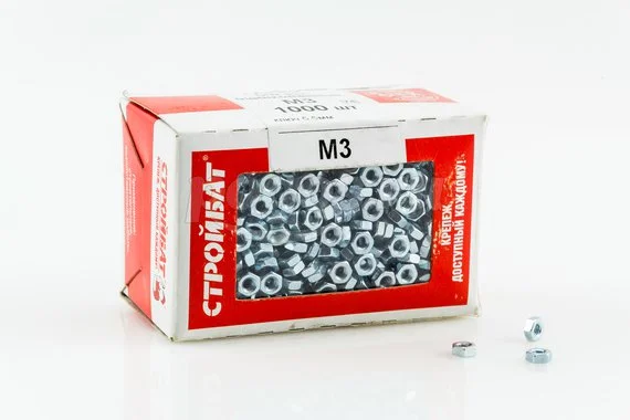 Гайка М3 шестигранная цинк DIN 934 (упаковка 1000шт)