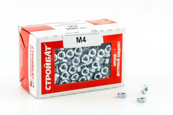 Гайка М4 шестигранная цинк DIN 934 (упаковка 500шт)