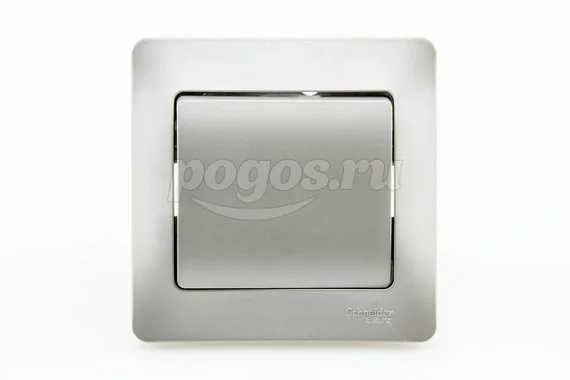 Выключатель 1-клавишный, сх.1,10AX, в сборе, платина  Glossa  SCHNEIDER ELECTRIC