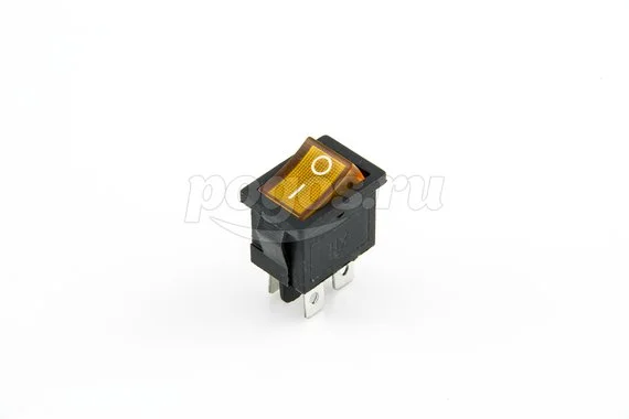 Выключатель клавишный 250V 6А (4с) ON-OFF желтый  с подсветкой Mini (RWB-207,SC-768) REXANT