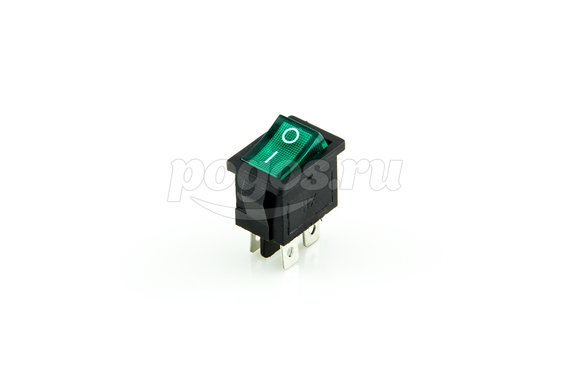 Выключатель клавишный 250V 6А (4с) ON-OFF зелен.с подсветкой Mini (RWB-207,SC-768) REXANT