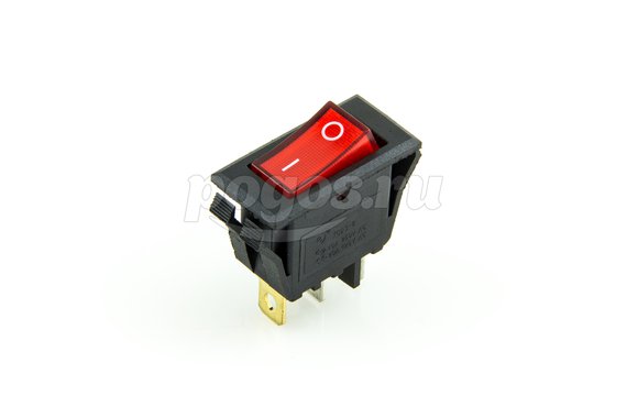 Выключатель клавишный 250V 15А (3с) ON-OFF красный с подсветкой (RWB-413, SC-788) REXANT
