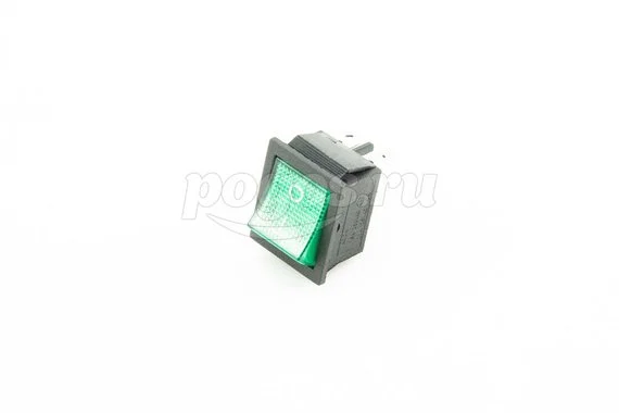 Выключатель клавишный 250V 16А (4с) ON-OFF зелен.с подсветкой (RWB-502,SC-767,IRS-201) REXANT