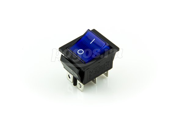 Выключатель клавишный 250V 15А (6с) ON-ON синий с подсветкой (RWB-506, SC-767) REXANT