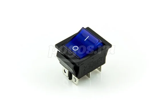 Выключатель клавишный 250V 15А (6с) ON-ON синий с подсветкой (RWB-506, SC-767) REXANT
