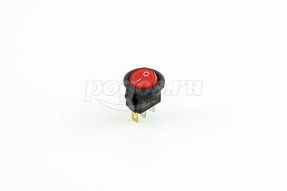 Выключатель клавишный круглый 250V 3А (3с) ON-OFF красный с подсветкой Micro (SC-214) REXANT