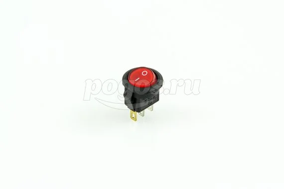 Выключатель клавишный круглый 250V 3А (3с) ON-OFF красный с подсветкой Micro (SC-214) REXANT
