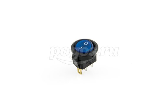 Выключатель клавишный круглый 250V 3А (3с) ON-OFF синий с подсветкой Micro (SC-214) REXANT
