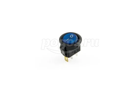 Выключатель клавишный круглый 250V 3А (3с) ON-OFF синий с подсветкой Micro (SC-214) REXANT