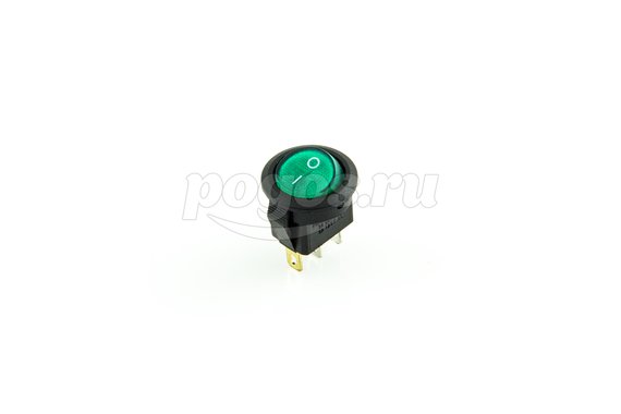 Выключатель клавишный круглый 250V 3А (3с) ON-OFF зеленый с подсветкой Micro (SC-214) REXANT
