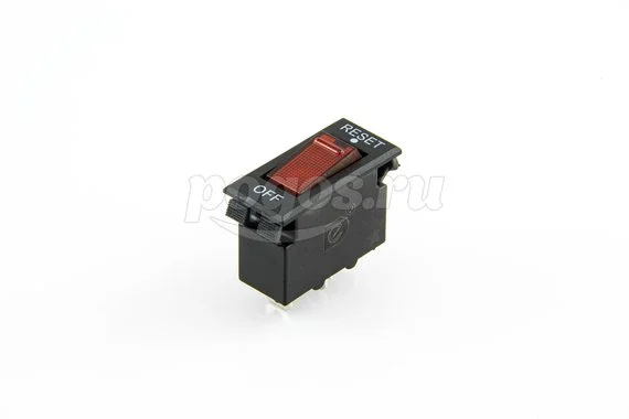 Выключатель- автомат клавишный 250V 15А (3с) RESET-OFF красный  с подсветкой (IRS-1-R15) REXANT