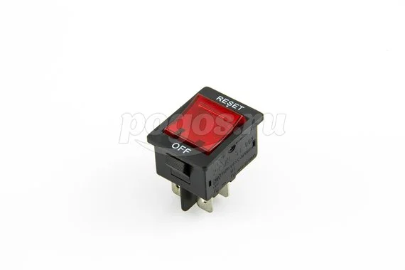 Выключатель- автомат клавишный 250V 10А (4с) RESET-OFF красный  с подсветкой (IRS-2-R15) REXANT